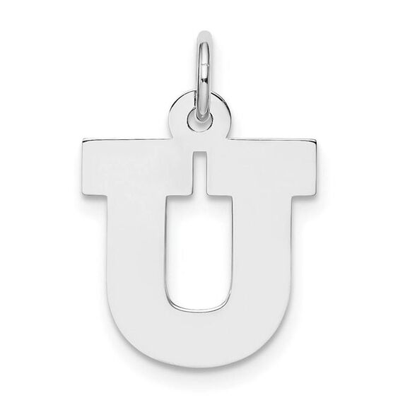 Sterling Silver Amanda Collection Medium Block Style Initial U Pendant - Picture 1 of 4